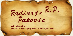 Radivoje Papović vizit kartica